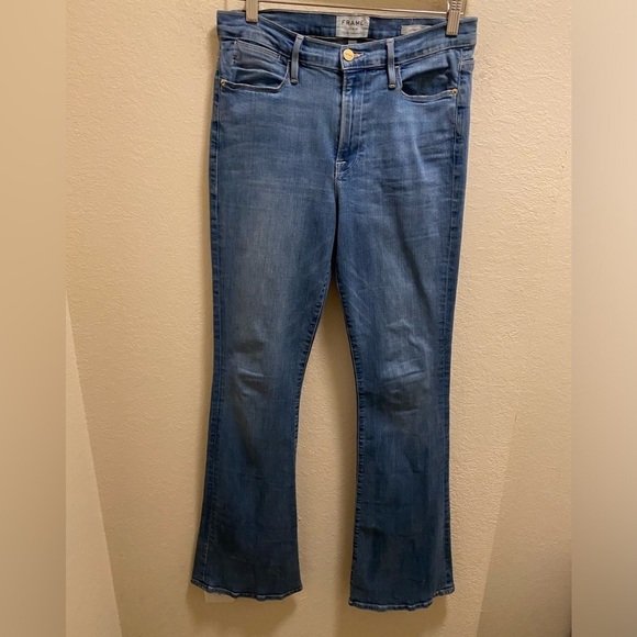 Frame Blue Le High Flare Jeans In Free Bird Size 30 - Picture 3 of 10